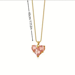 Pink Heart Pendant Necklace for Girls Y2K Jewelry Accessories