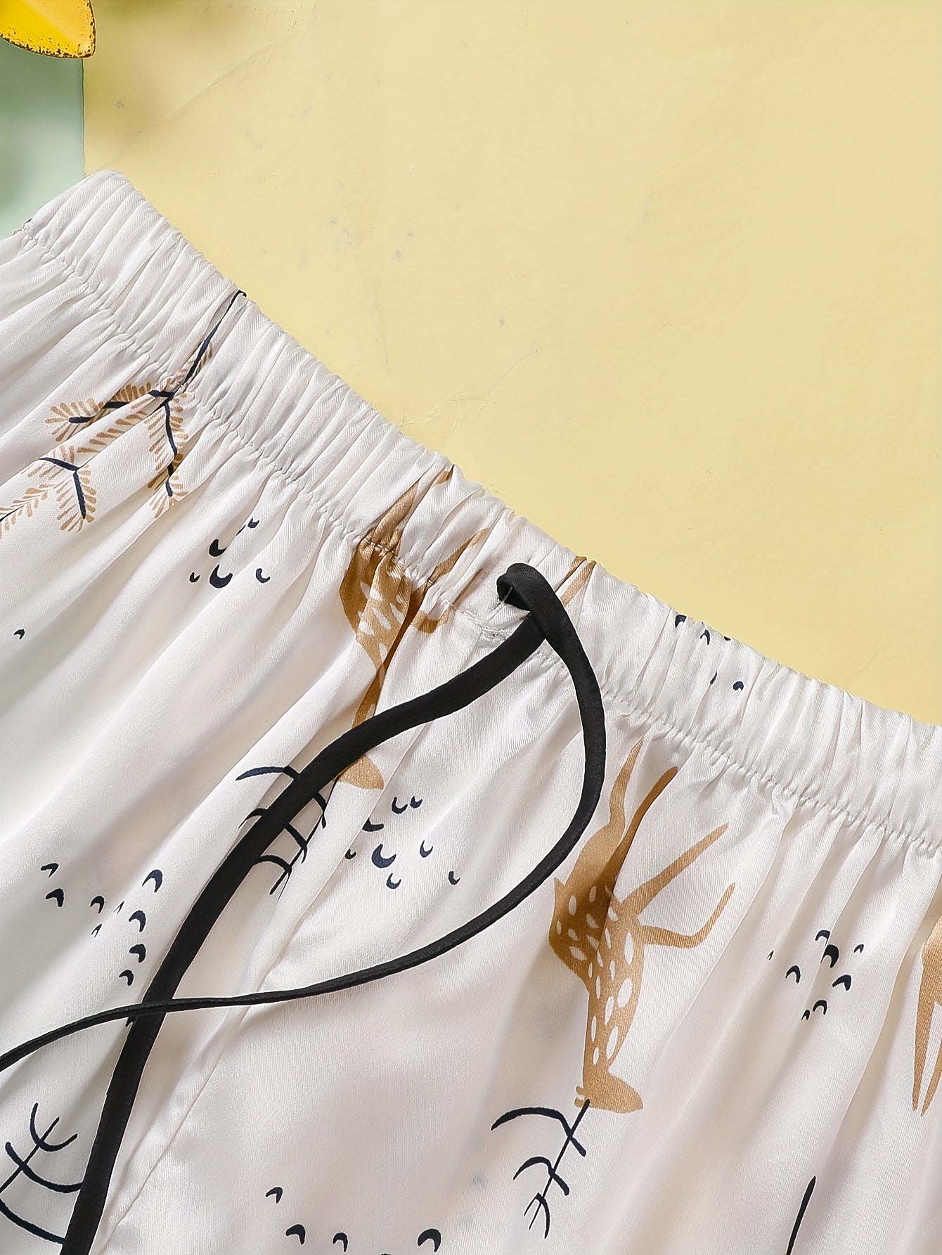 Deer Print Sleep Bottoms & Comfy Elastic Waistband Shorts