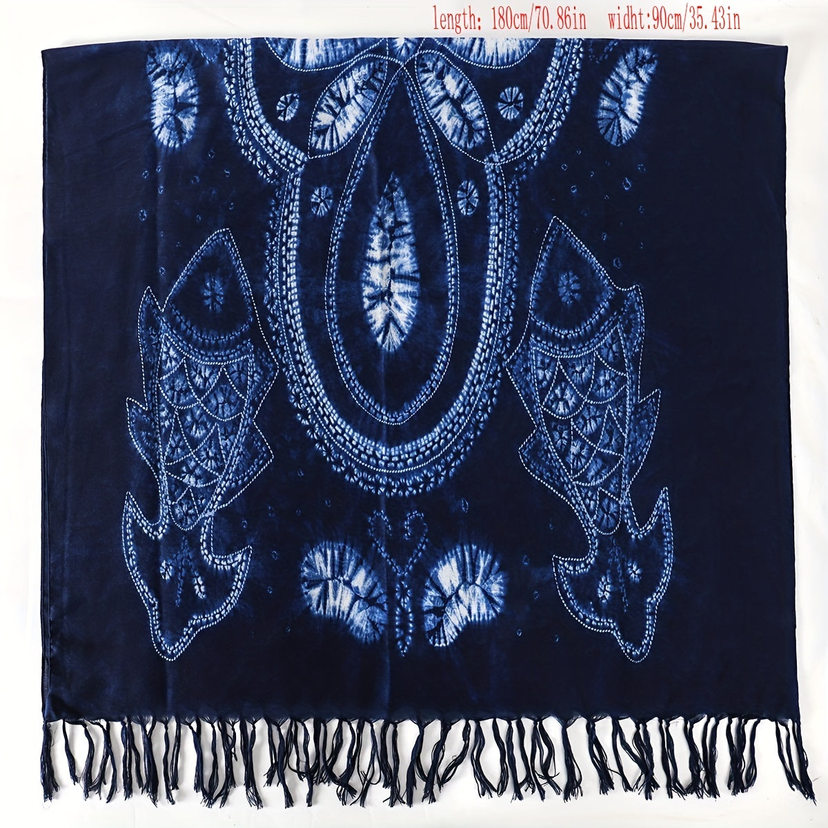 Vintage Tassel Scarf Printed Wrap Windproof Sunscreen Shawl Cape