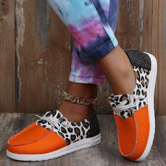 Women's Lace Up Canvas Loafers Comfy Low Top Sneakers