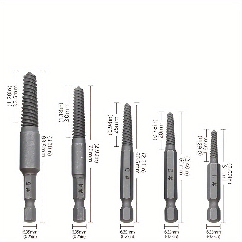 6pc Broken Screw Extractor Screw Remover Tool Set