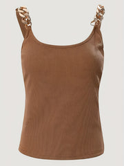 Versatile Chain Cami Top Sexy Crew Neck Slim Summer Sleeveless Top
