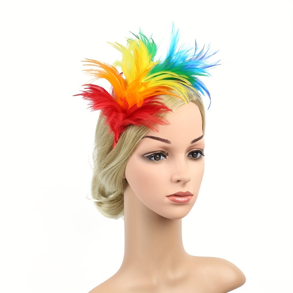 Rainbow Feather Tea Party Hats Fascinator LGBT Gay Pride Accessories