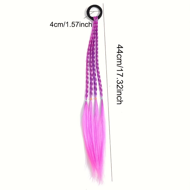 Colorful Ponytail Wig Hair Extension 6pcs Set Girls Hair Tie Accessory
