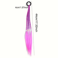 Colorful Ponytail Wig Hair Extension 6pcs Set Girls Hair Tie Accessory