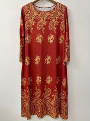 Boho Dress Paisley Print Long Sleeve Maxi Dress