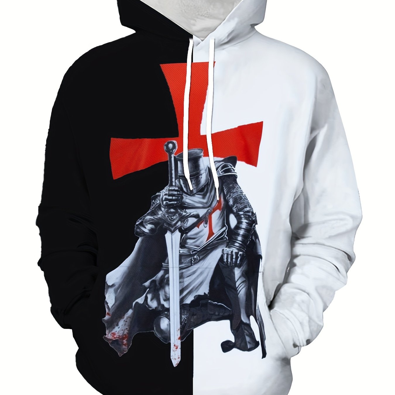 Men's Knight Pattern Hoodie Hooded Sweatshirt