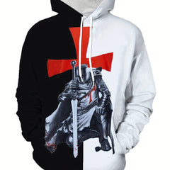 Men's Knight Pattern Hoodie Hooded Sweatshirt
