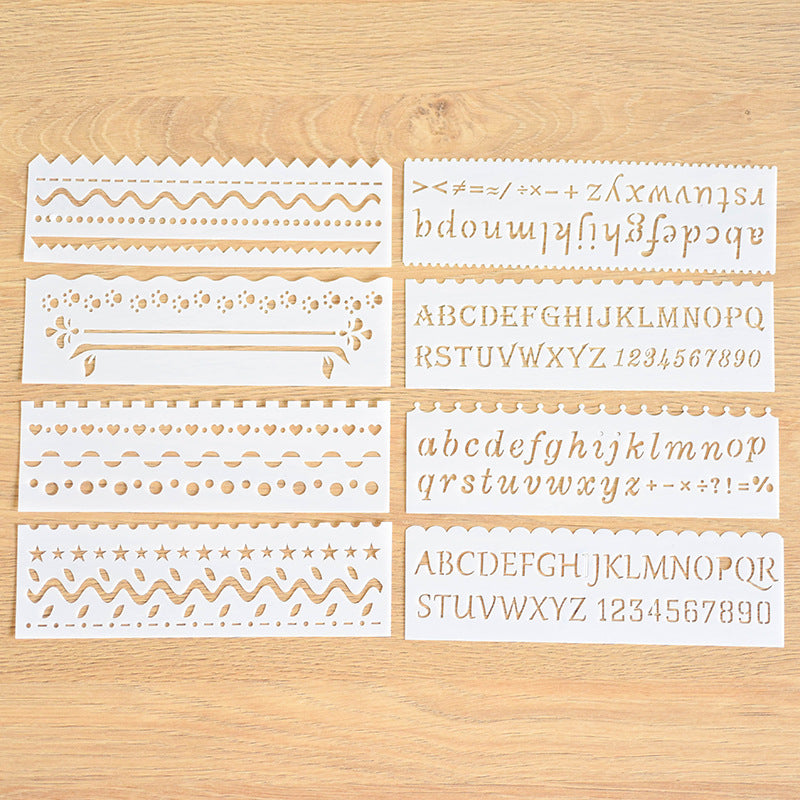 8Pcs Painting Template Hollow Lace Ruler DIY Journal Reusable Stencil Animals