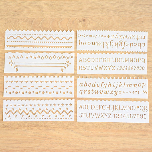 8Pcs Painting Template Hollow Lace Ruler DIY Journal Reusable Stencil Animals