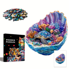 3D Wooden Sea Turtle Puzzle Brain Exercise Art Toy in Box - Ideal Gift
