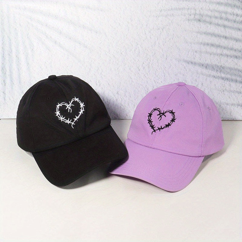 Couple Baseball Cap Heart Printed Solid Dad Hats For Women & Men