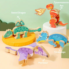 Wooden Dinosaur Building Blocks Toy for Ages 6-12