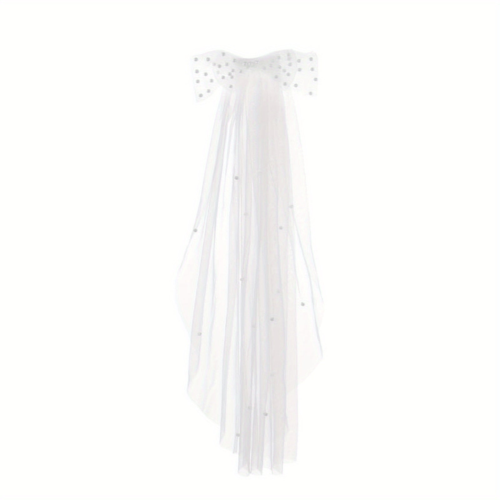 Long Wedding Veil with Bow & Comb Bridal Veil for Brides