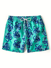 Octopus Pattern Men's Swim Trunks Quick Dry Beach Shorts Swimwear