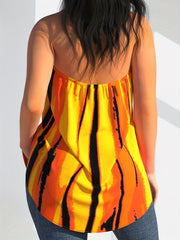 Sexy Criss Cross Block Halter Top Sleeveless Slim Fit