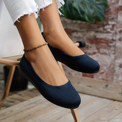 Women's Breathable Knit Flat Shoes Solid Slip On Lightweight Shoes