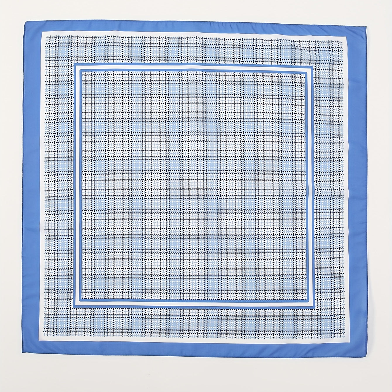 Plaid Print Bandana Satin Square Scarf Neckerchief Windproof Head Wrap