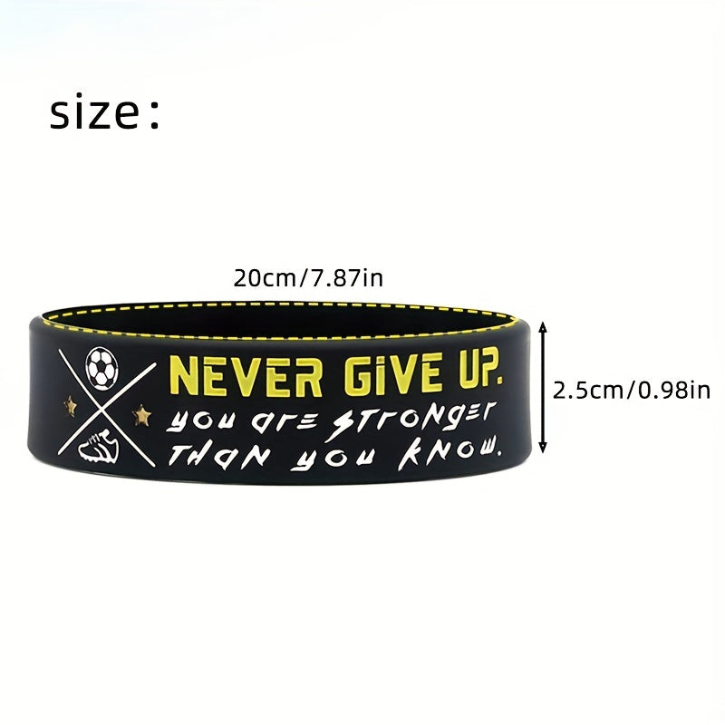 Never Give Up Quote Silicone Bracelet Football Wristband