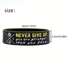 Never Give Up Quote Silicone Bracelet Football Wristband