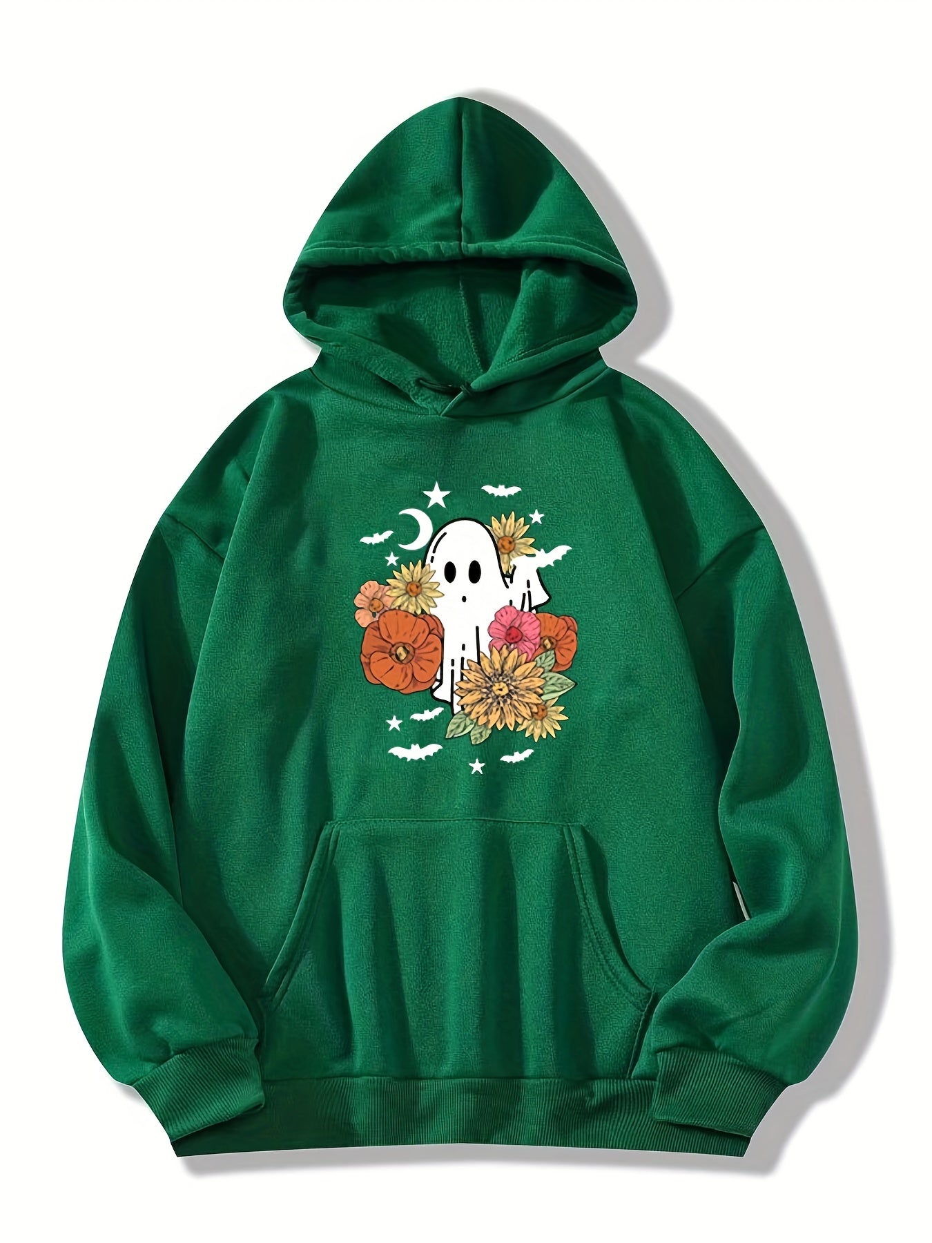 Halloween Print Kangaroo Pocket Hoodie Women's Sweatshirt