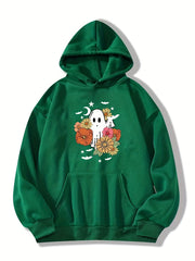 Halloween Print Kangaroo Pocket Hoodie Women's Sweatshirt
