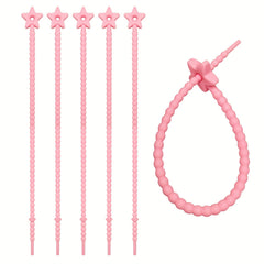 Set of 5 Star-Shaped Silicone Zip Ties for Charging Cords