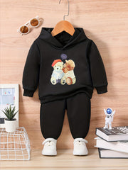 Bear Graphic Baby Set Long Sleeve Sweatshirt Casual Outfit