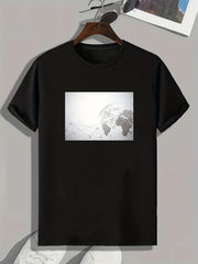 Geometric Print Men's Stretch Tee for Summer