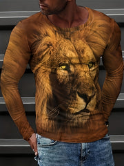 Lion 3D Print Men's Long Sleeve Vintage T-shirt