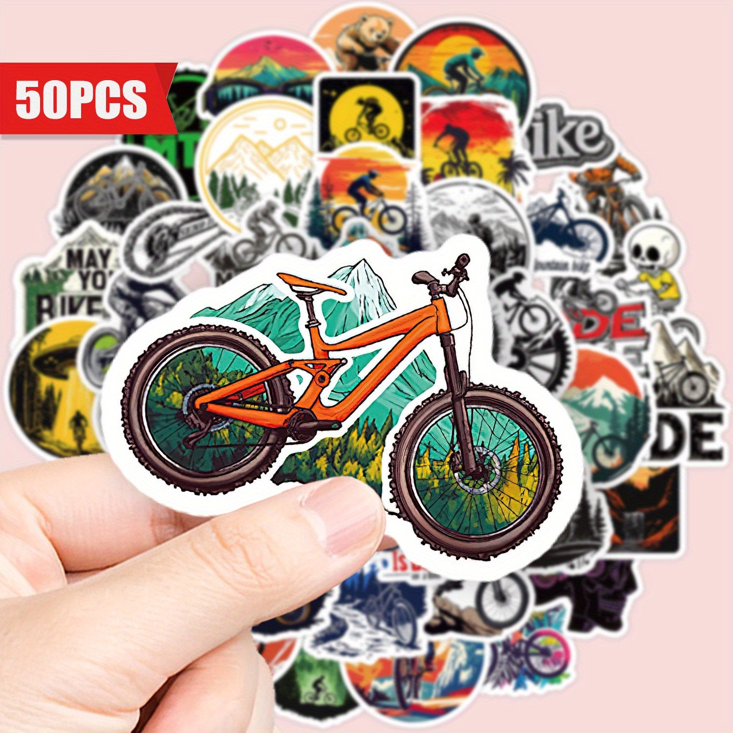 50 Waterproof Vinyl Biking Lifestyle Decals for Laptops Phones Guitars