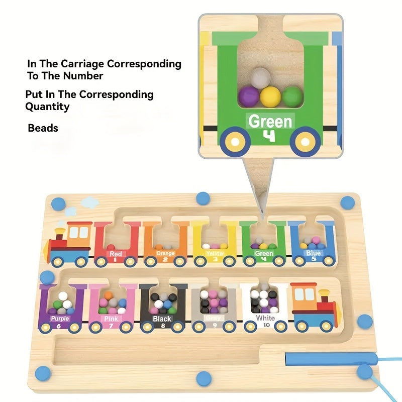 Wooden Magnetic Number Maze Train Toy