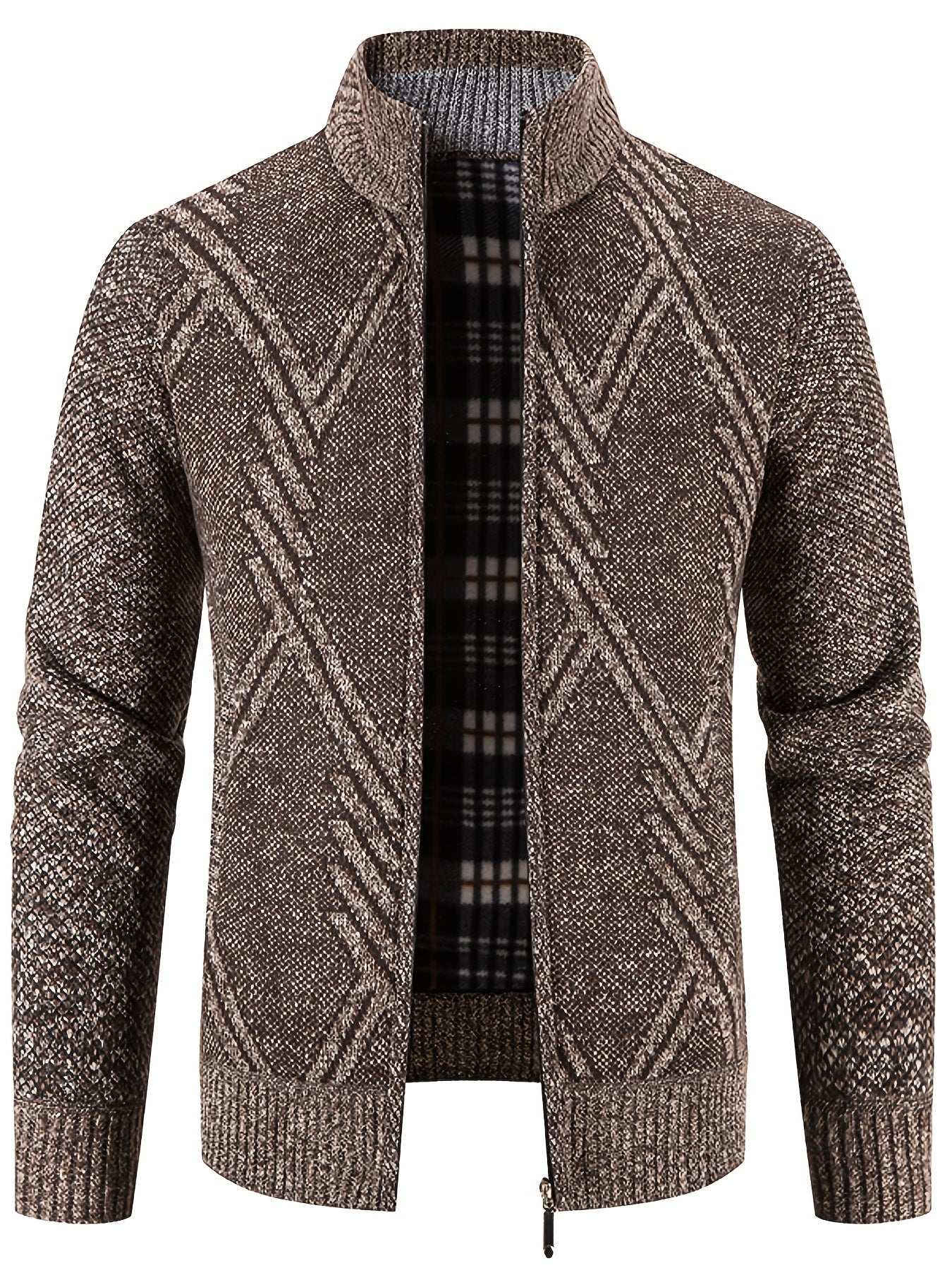 Men's Full Zip Casual Cardigan Thermal Regular Fit Knit Sweater
