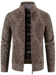 Men's Full Zip Casual Cardigan Thermal Regular Fit Knit Sweater