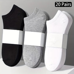 20 Pairs Solid Ankle Socks Soft Lightweight Women's Stockings