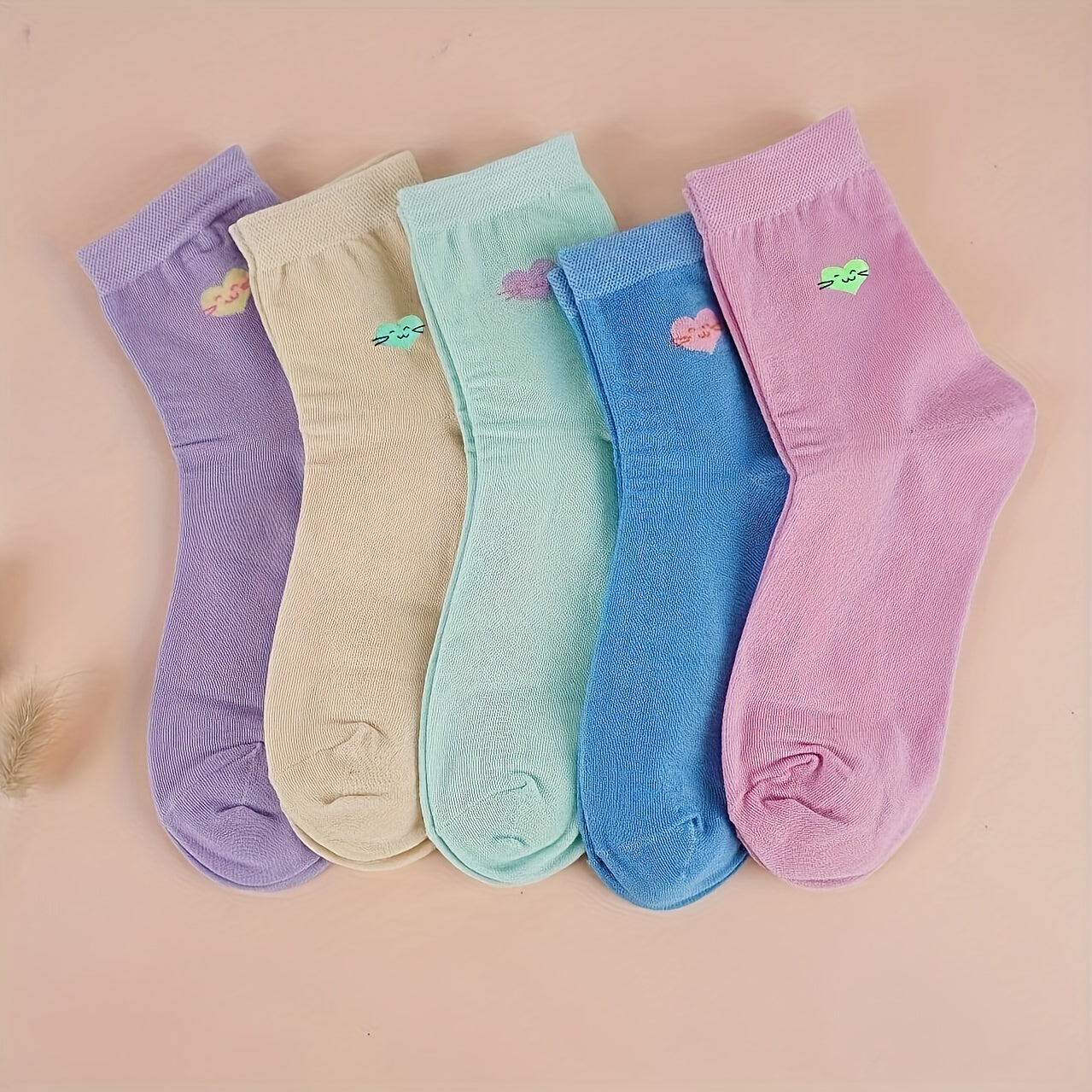 Heart Print Socks Women's Mid Tube Stockings