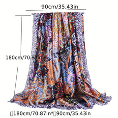 Colorful Printed Satin Scarf for Sunscreen Outdoor Use