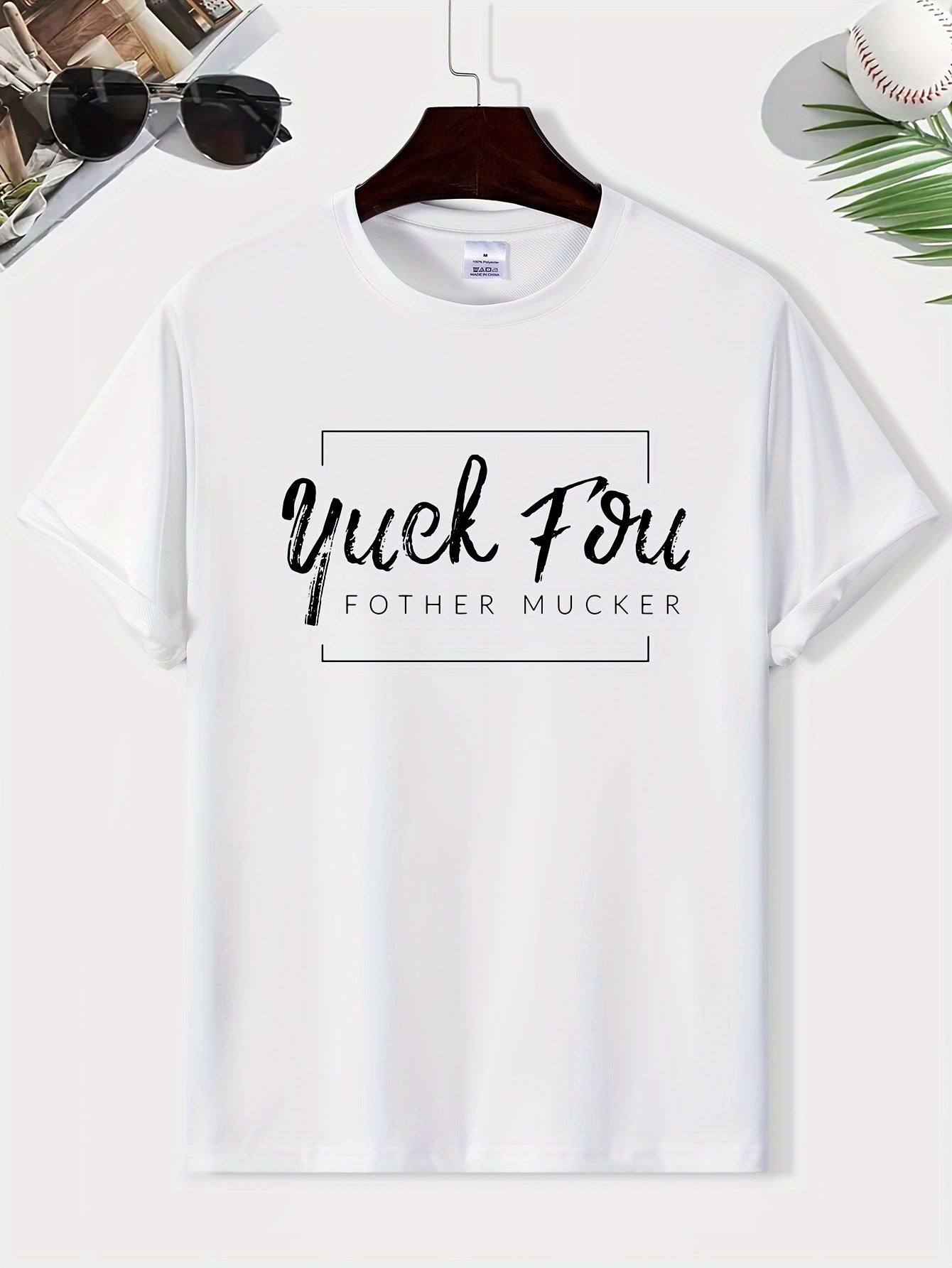 Men's Round Neck Print Tee Short Sleeve Comfy T Shirt