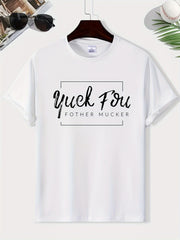 Men's Round Neck Print Tee Short Sleeve Comfy T Shirt