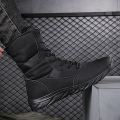 Men's Solid High Top Tactical Work Boots for Outdoor Hiking