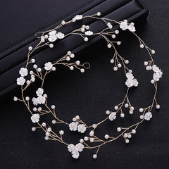 Faux Pearl Flower Head Piece Bridal Headband