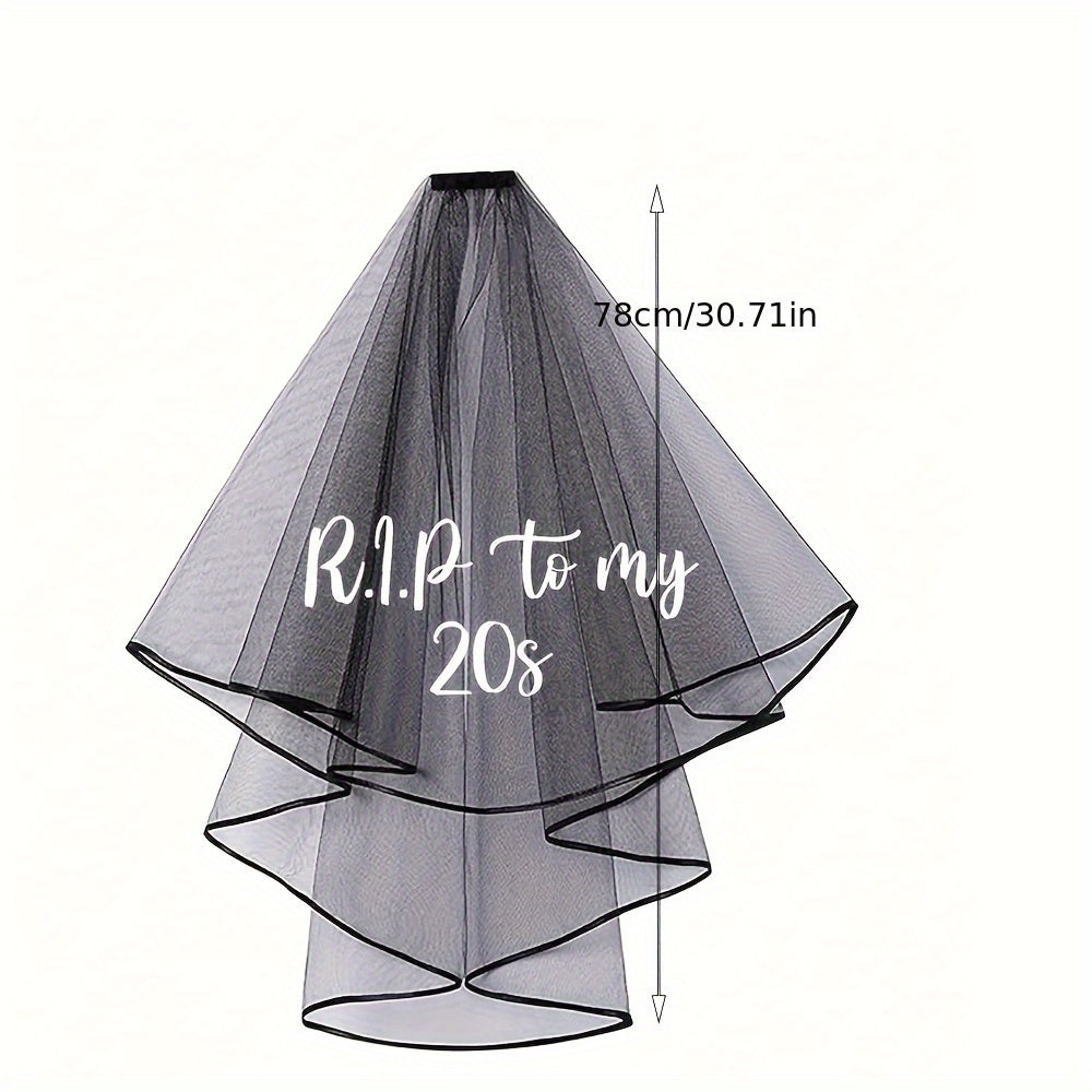 Gothic 30th Birthday Veil RIP Twenties Veil for Women