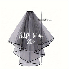 Gothic 30th Birthday Veil RIP Twenties Veil for Women