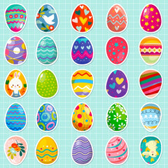 50pcs Easter Duck Egg Creative Stickers Bunny Decoration Party Stickers