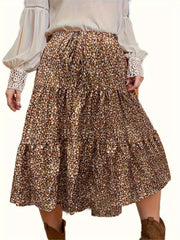Boho Skirt Women's Plus Allover Ditsy Print Midi Smock Skirt