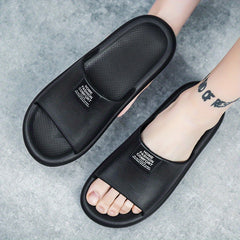 Men's Non Slip Letter Print Slides, Open Toe Slippers