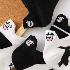 5 Pairs Soft Cow Pattern Ankle Socks Women's Stocking