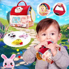 Surprise Barn with Stuffed Farm Animals Rattle Crinkle Paper Mirror Toys