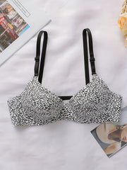 Leopard Print T Shirt Bra Comfy & Breathable Push Up Bra
