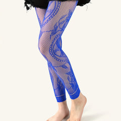 3 Pairs Floral Jacquard Footless Pantyhose Thin Fishnet Leggings